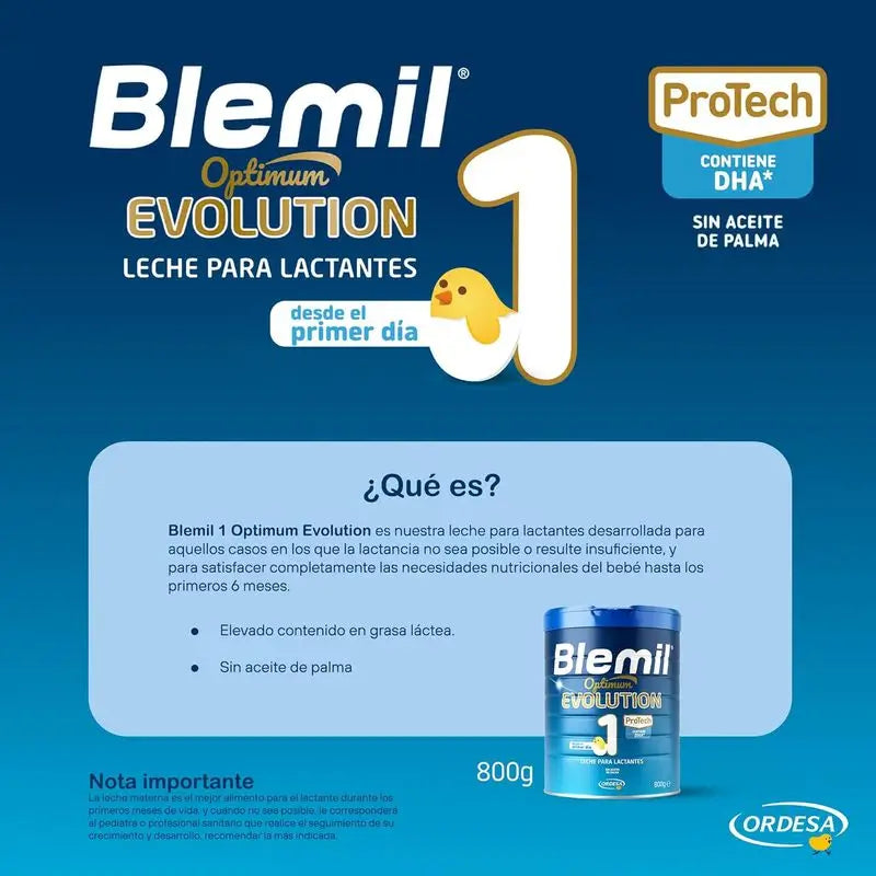 BLEMIL Optimum Evolution 1 Leche de Inicio, 800 gr - ORDESA